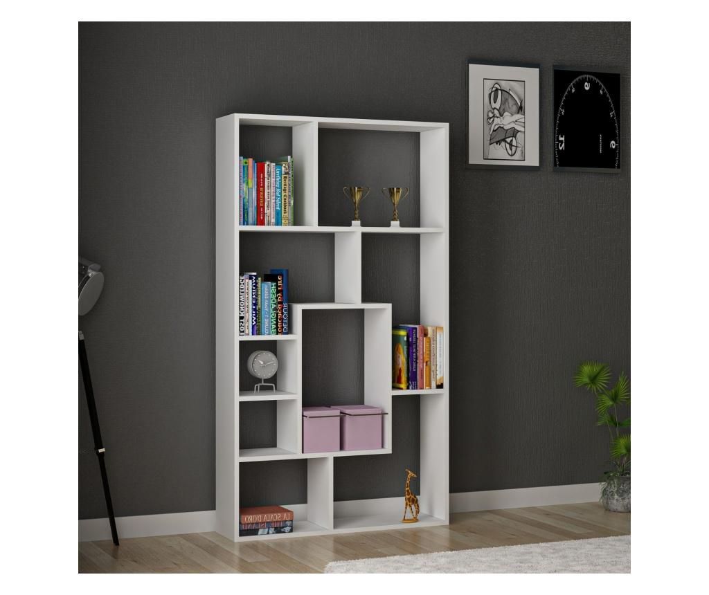 Biblioteca Arnetti, Lily White, PAL melaminat, 90x22x160 cm - Arnetti, Alb