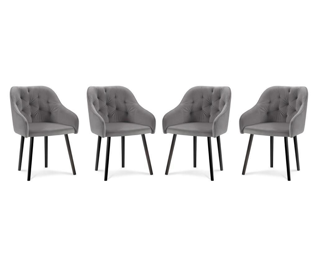 Set 4 scaune Milo Casa, Luisa Light Grey, 54x50x80 cm – Milo Casa, Gri & Argintiu Milo Casa imagine reduceri 2022