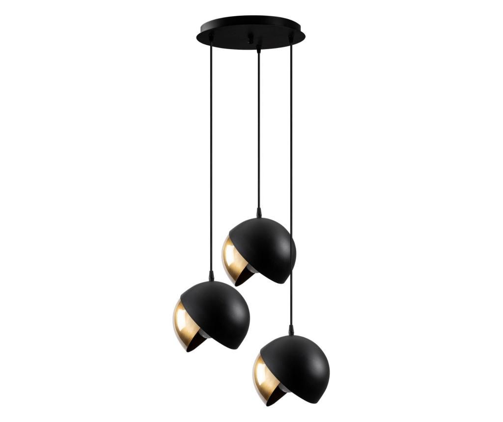 Lustra Sheen, Berceste Three Black Gold Round, metal, max. 100 W, E27, negru/galben auriu, 37x37x114 cm - Sheen, Negru