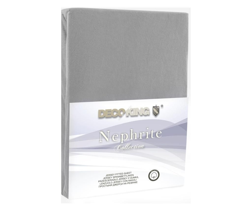 Cearsaf de pat cu elastic Nephrite Steel 160×200 cm – DecoKing, Gri & Argintiu DecoKing
