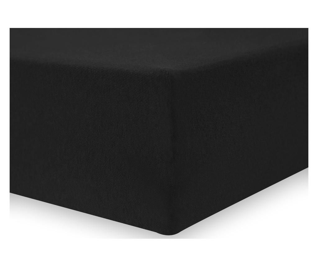 Cearsaf de pat cu elastic Nephrite Black 180×200 cm – DecoKing, Negru