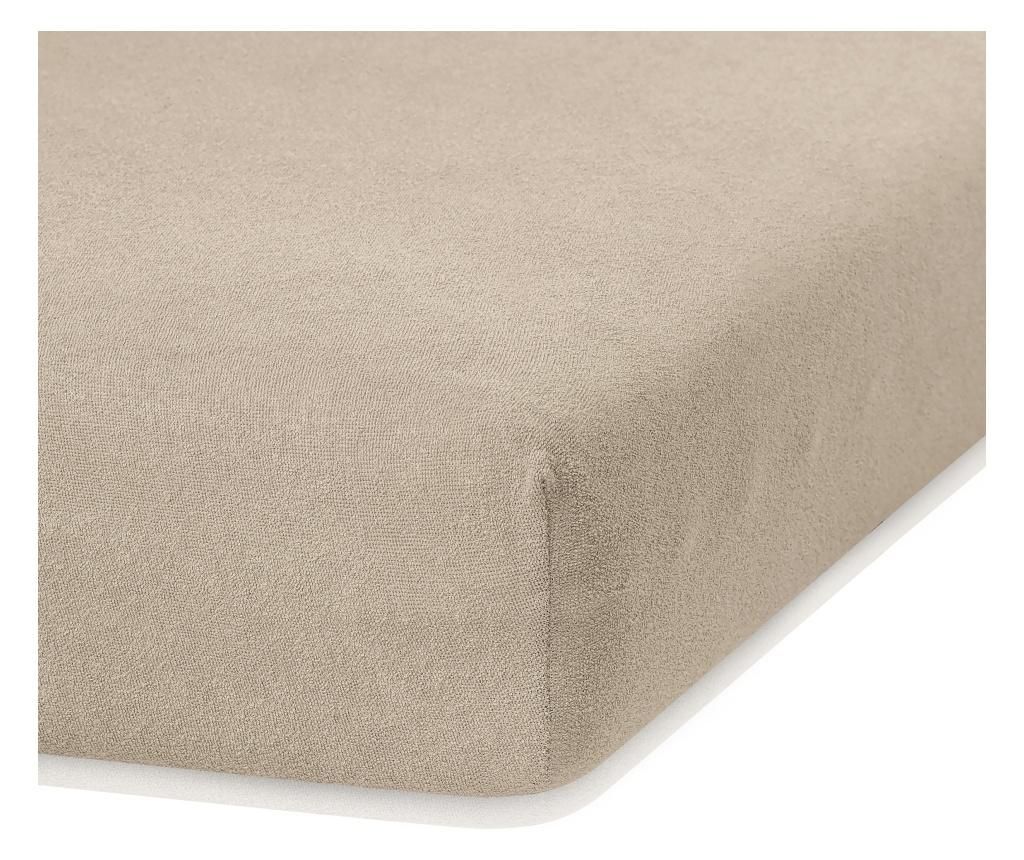 Cearsaf de pat cu elastic Ruby Dark Beige 100x200 cm - AmeliaHome, Crem