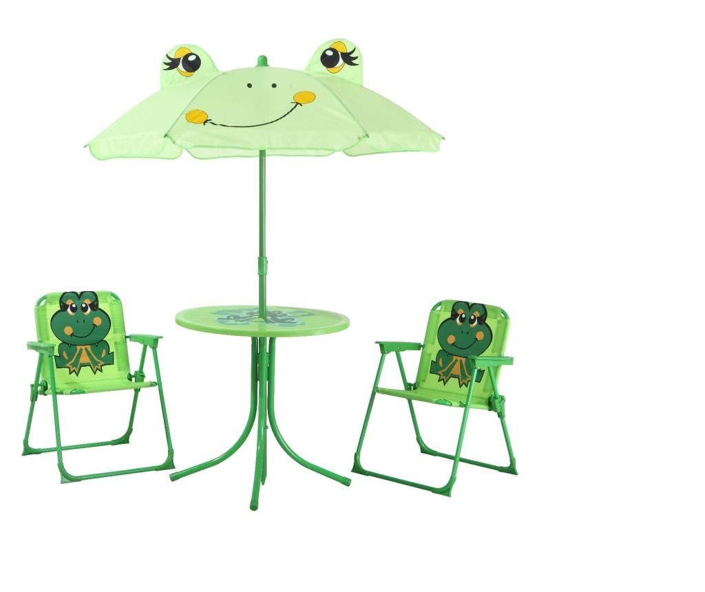Set 2 scaune pentru exterior, masuta si umbrela Frog – Maison Mex, Multicolor Maison Mex imagine 2022