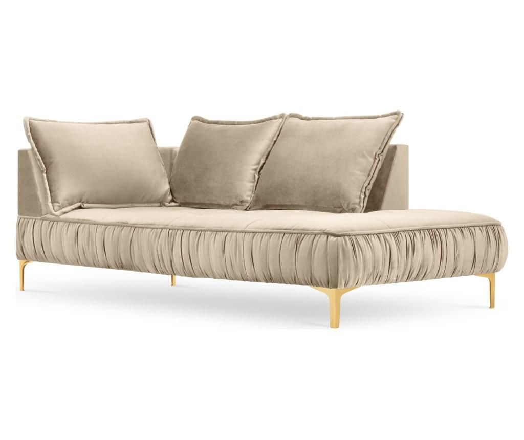 Sezlong dreapta Triomphe Velvet Beige and Gold