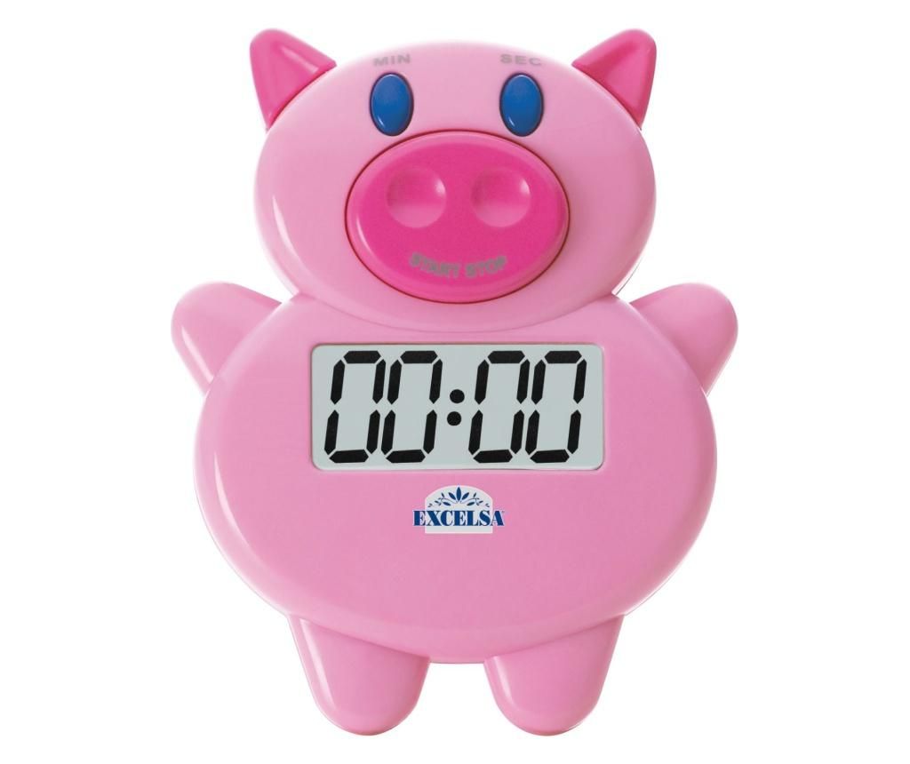 Cronometru bucatarie Excelsa, Nice Time Pig Shaped, plastic, 10×10 cm – Excelsa, Roz Excelsa imagine 2022