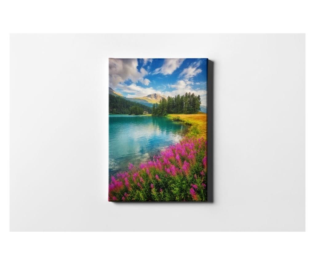 Tablou Flowers And Lake 30x40 cm - CASBERG, Multicolor