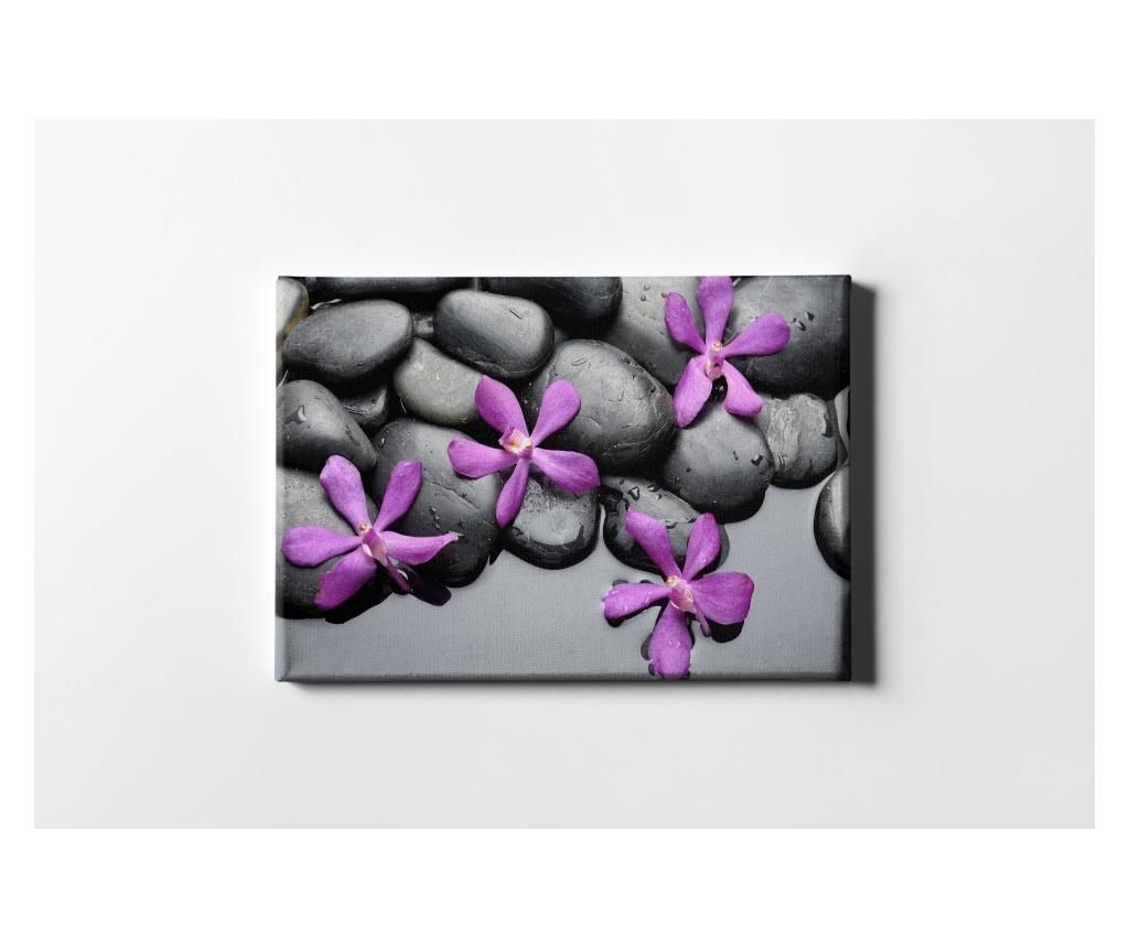 Tablou Casberg, Purple Flowers And Stones, canvas din bumbac, 50×70 cm – CASBERG, Multicolor CASBERG imagine 2022