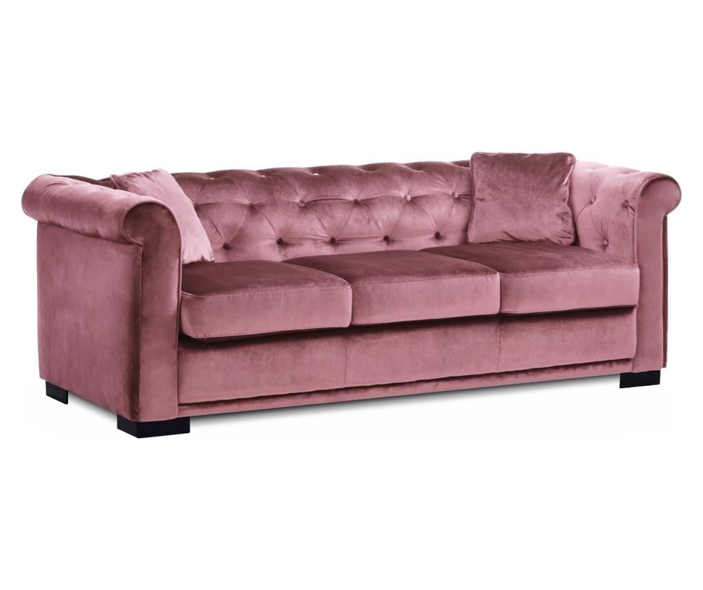 Canapea extensibila 3 locuri Chesterfield Zurich Opal Roz