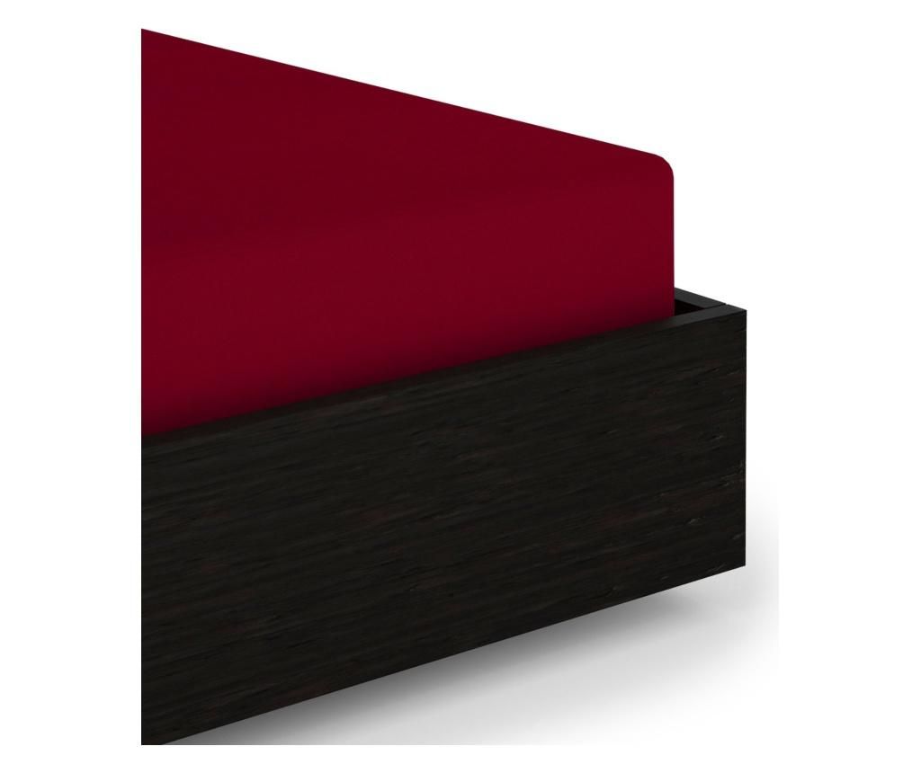 Cearsaf de pat cu elastic Heckett & Lane, Perkal Red, bumbac percale, 80x200+35 cm - Heckett & Lane