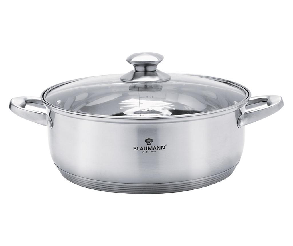 Cratita cu capac Blaumann, Satin Gourmet, inox, 20 cm - Blaumann, Gri & Argintiu