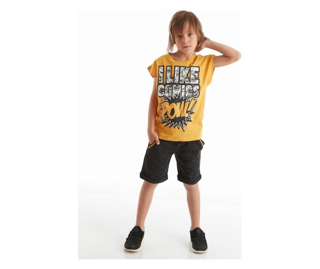 Set tricou si pantaloni pentru baieti Mushi, Comics, galben/negru – Mushi Mushi