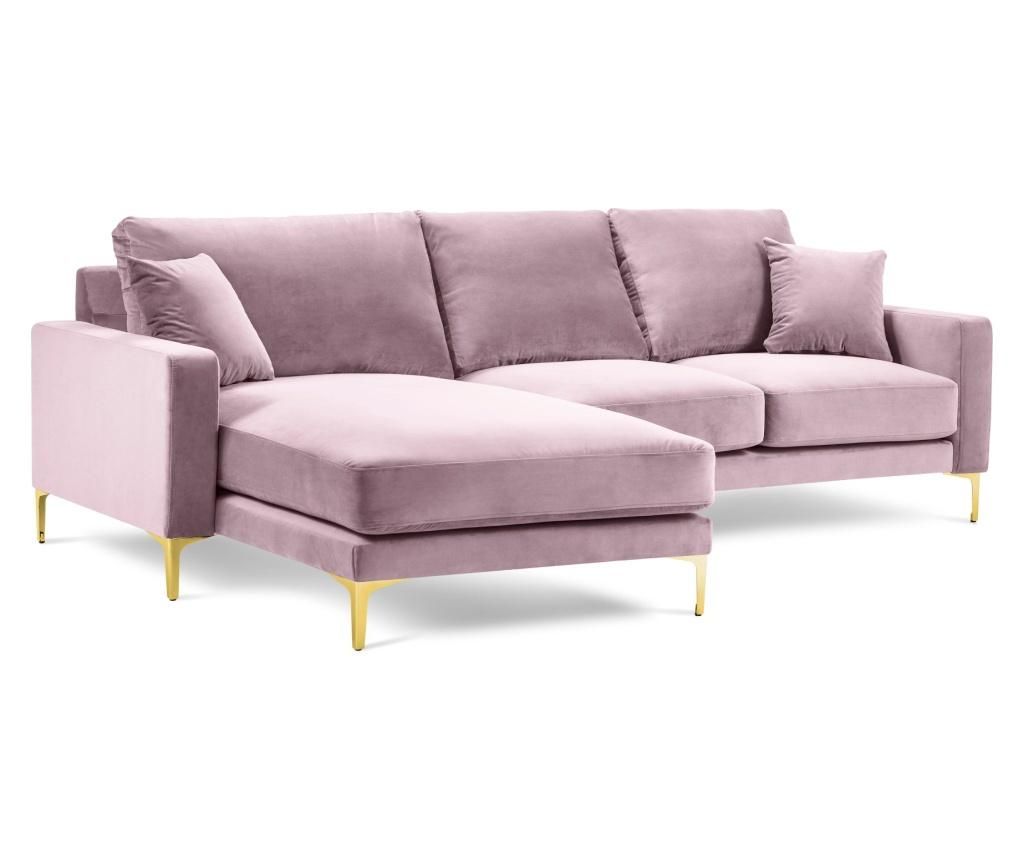 Coltar stanga Kooko Home, Poeme Velvet Pink, 248x160x90 cm - Kooko Home, Roz