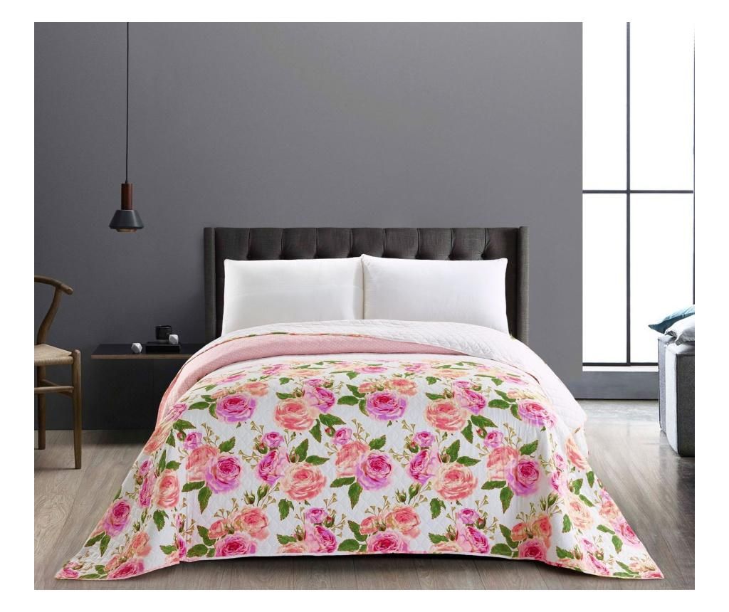 Cuvertura matlasata reversibila Englishrose 240x260 cm - DecoKing, Alb