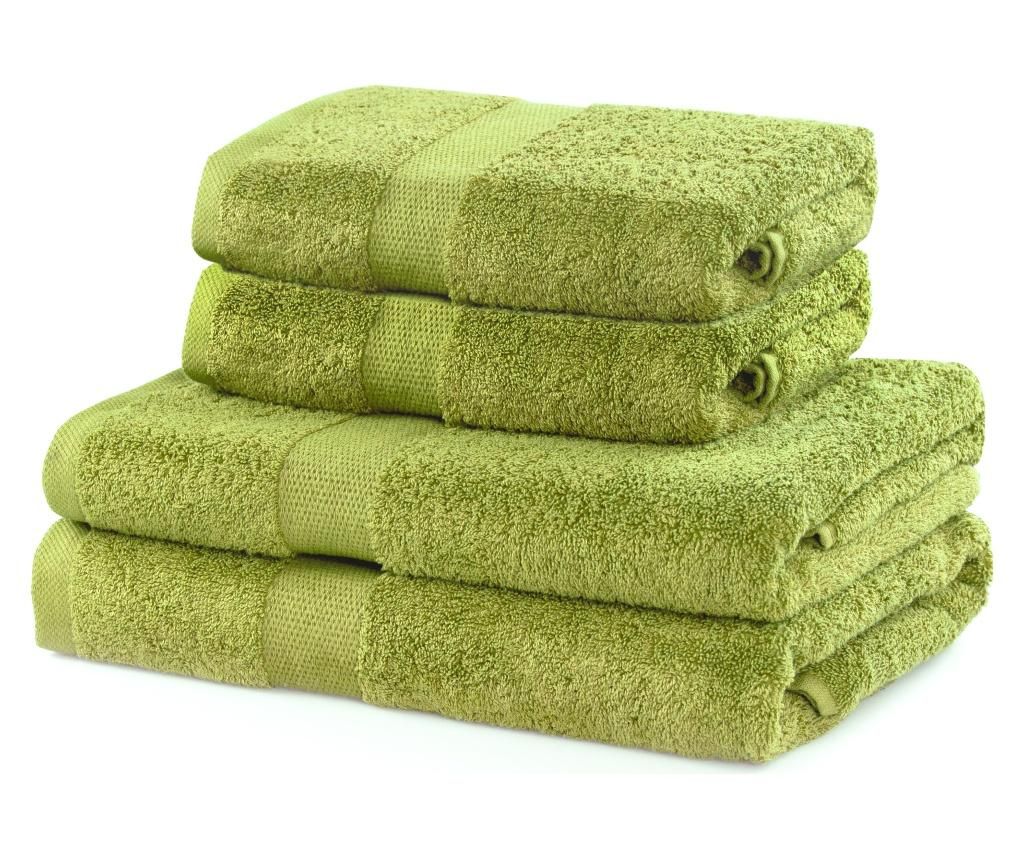 Set 4 prosoape de baie Marina Green - DecoKing, Verde