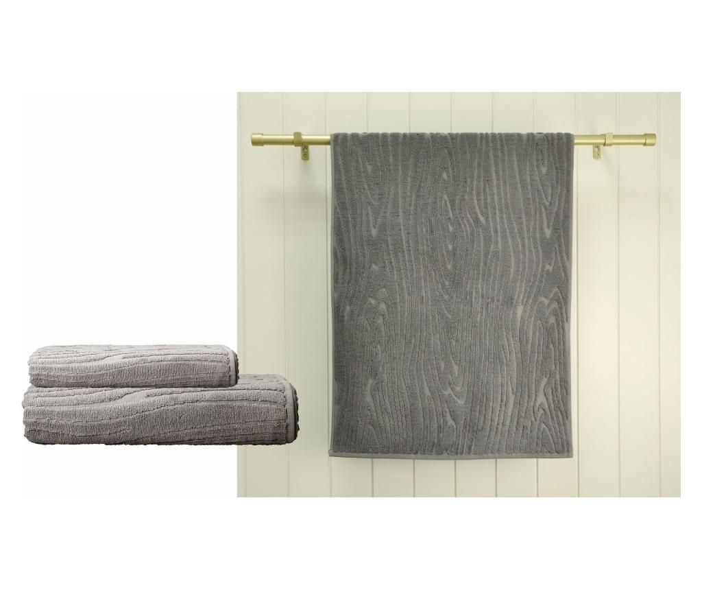 Set 2 prosoape de baie Wood Grey – Ardenza, Gri & Argintiu Ardenza