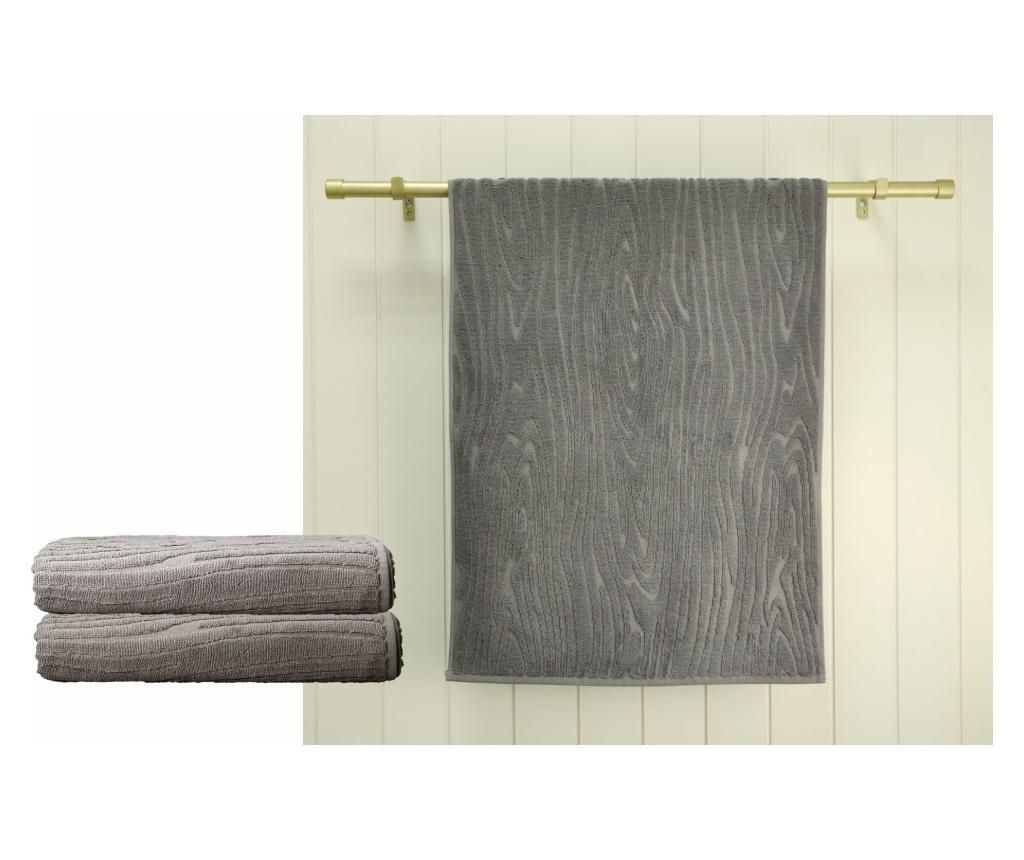 Set 2 prosoape de baie Wood Grey 48x90 cm - Ardenza, Gri & Argintiu