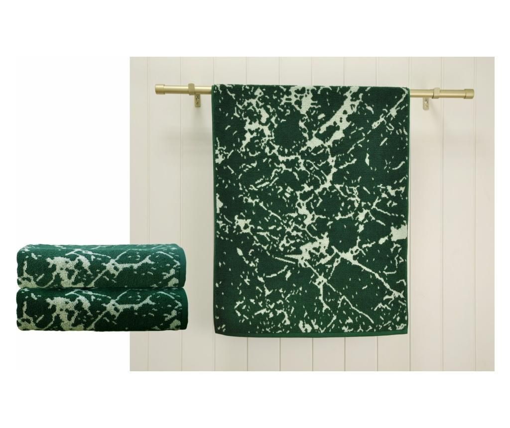 Set 2 prosoape de baie Marble Green 48x90 cm - Ardenza, Verde