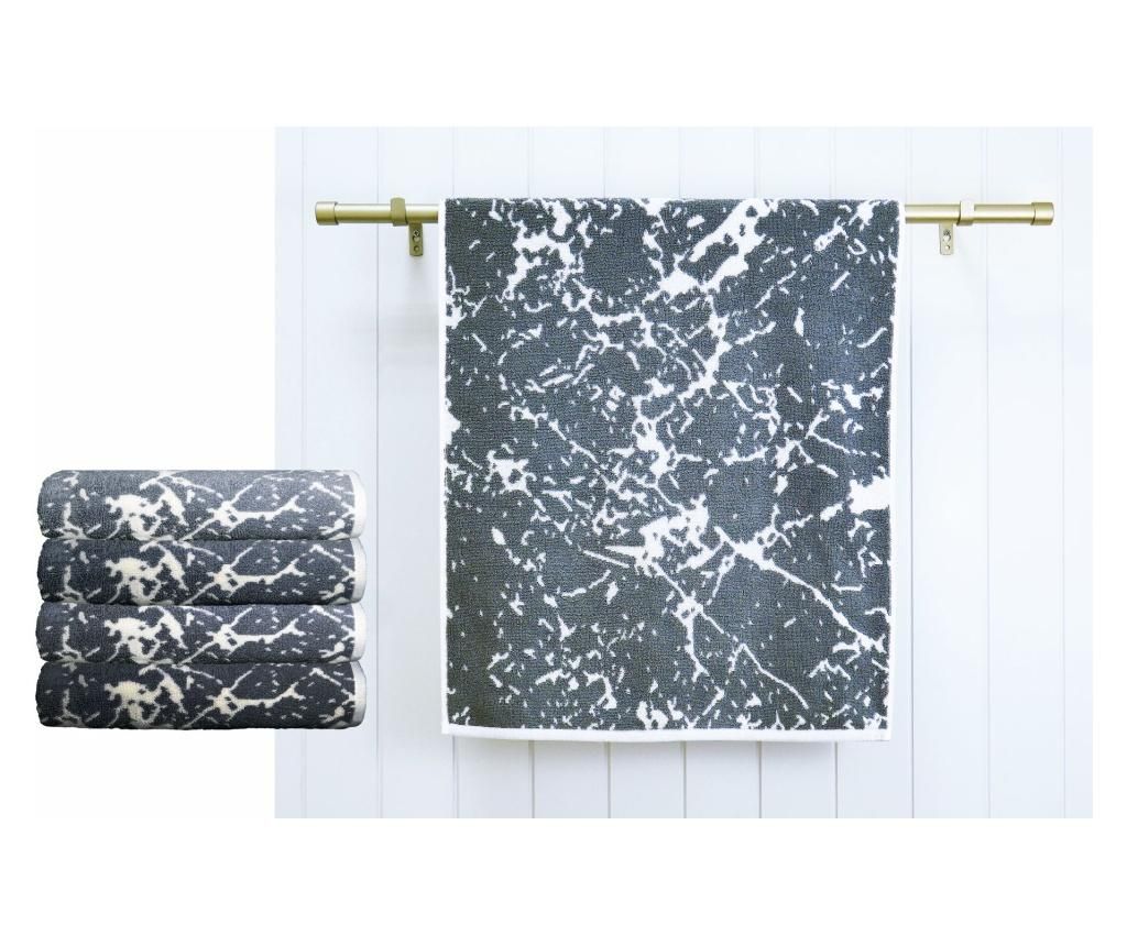 Set 4 prosoape de baie Marble Grey 48×90 cm – Ardenza, Gri & Argintiu Ardenza imagine 2022