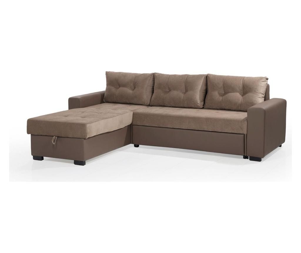 Coltar extensibil stanga Tediva, Rozy Light Brown, 258x170x85 cm - TEDIVA, Maro