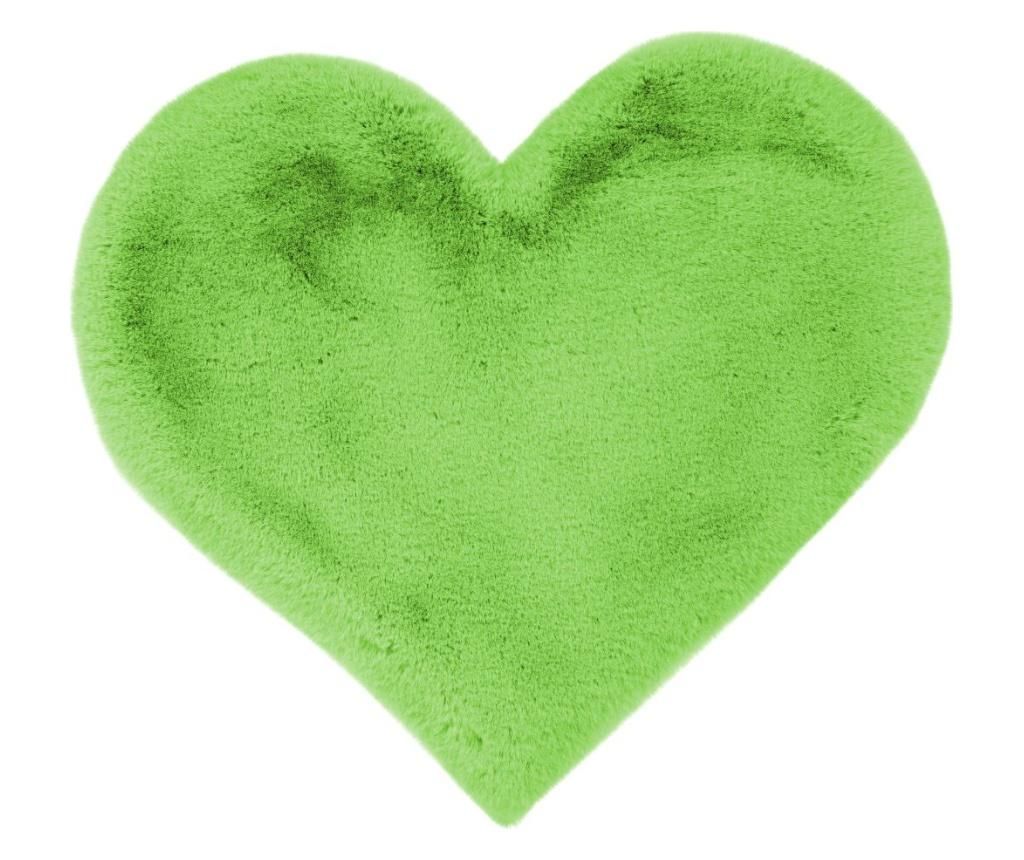 Covor Kayoom, Fluffy Kids Heart Green, 60×70 cm, microfibra de poliester, verde – Kayoom, Verde Kayoom pret redus