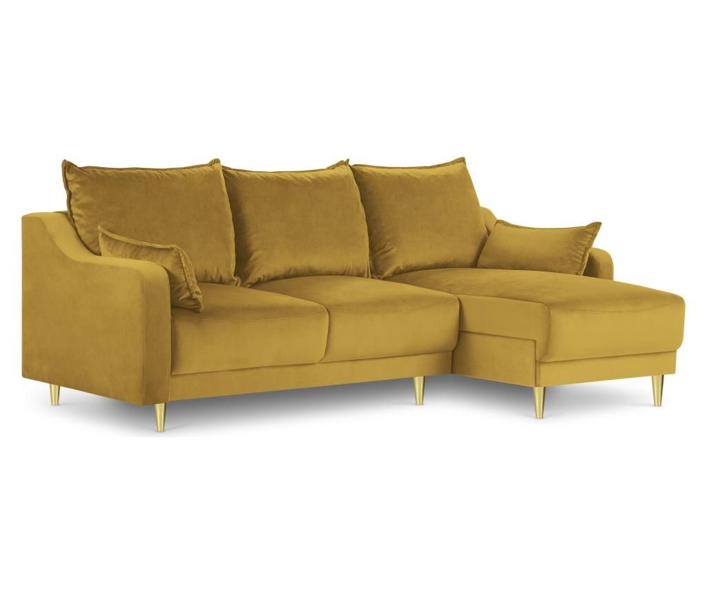 Coltar reversibil extensibil Mazzini Sofas, Pansy Yellow, 220x150x90 cm – Mazzini Sofas, Galben & Auriu