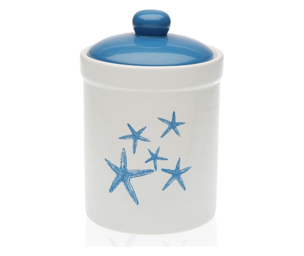 Recipient cu capac Versa, Blue Sea, ceramica, 12x12x17 cm - Versa, Albastru