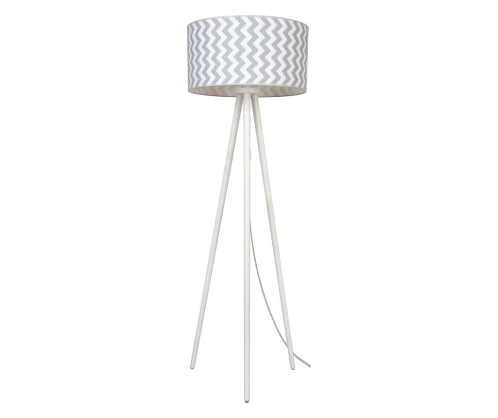 Lampadar Spotlight, lemn, E27, alb/gri, 50x50x160 cm – SPOTLIGHT, Gri & Argintiu SPOTLIGHT