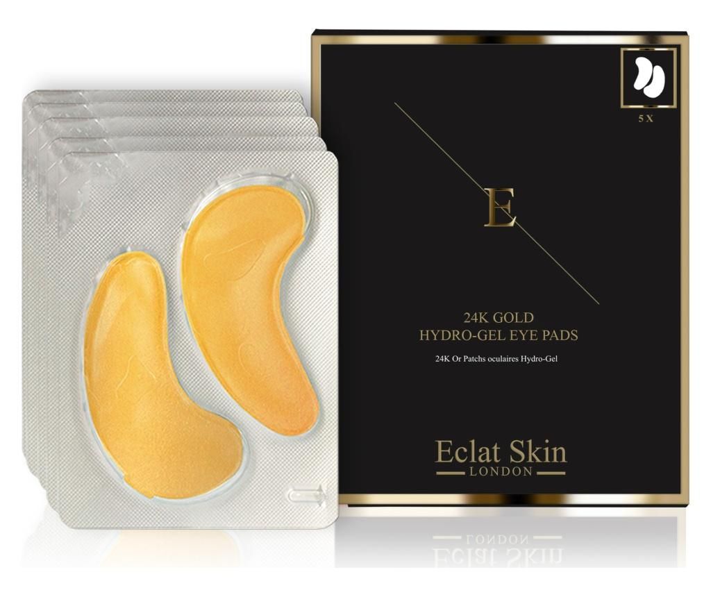 Set 5 plasturi cu colagen de tonifiere pentru zona ochilor 24K Gold – Eclat Skin London