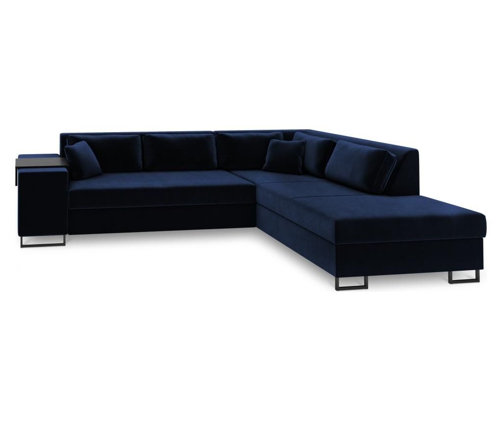 Coltar extensibil dreapta Cosmopolitan Design, York Dark Blue, 277x220x74 cm - COSMOPOLITAN Design