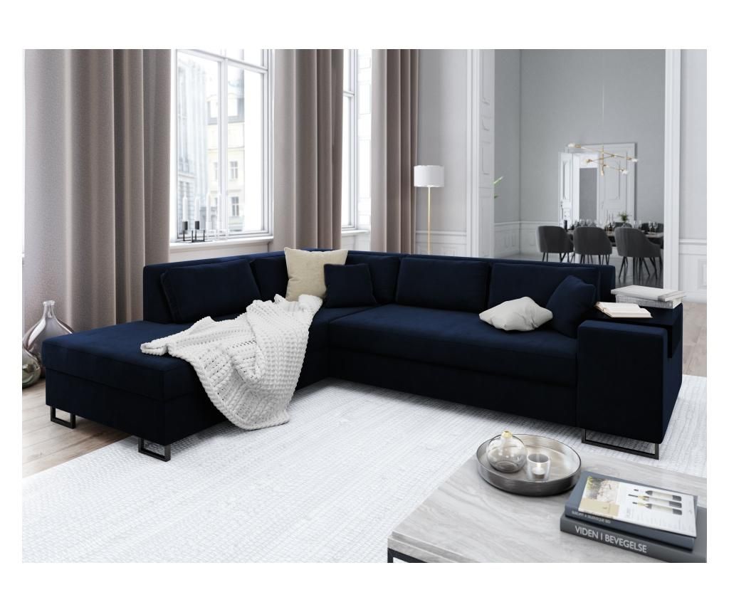 Coltar extensibil stanga Cosmopolitan Design, York Dark Blue, 277x220x74 cm - COSMOPOLITAN Design - 1 | YEO