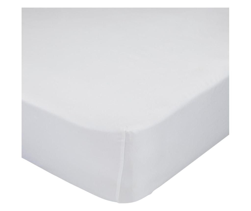 Cearsaf de pat cu elastic Basic, Basic White, bumbac percale, 140×200 cm – Basic, Alb Basic imagine 2022