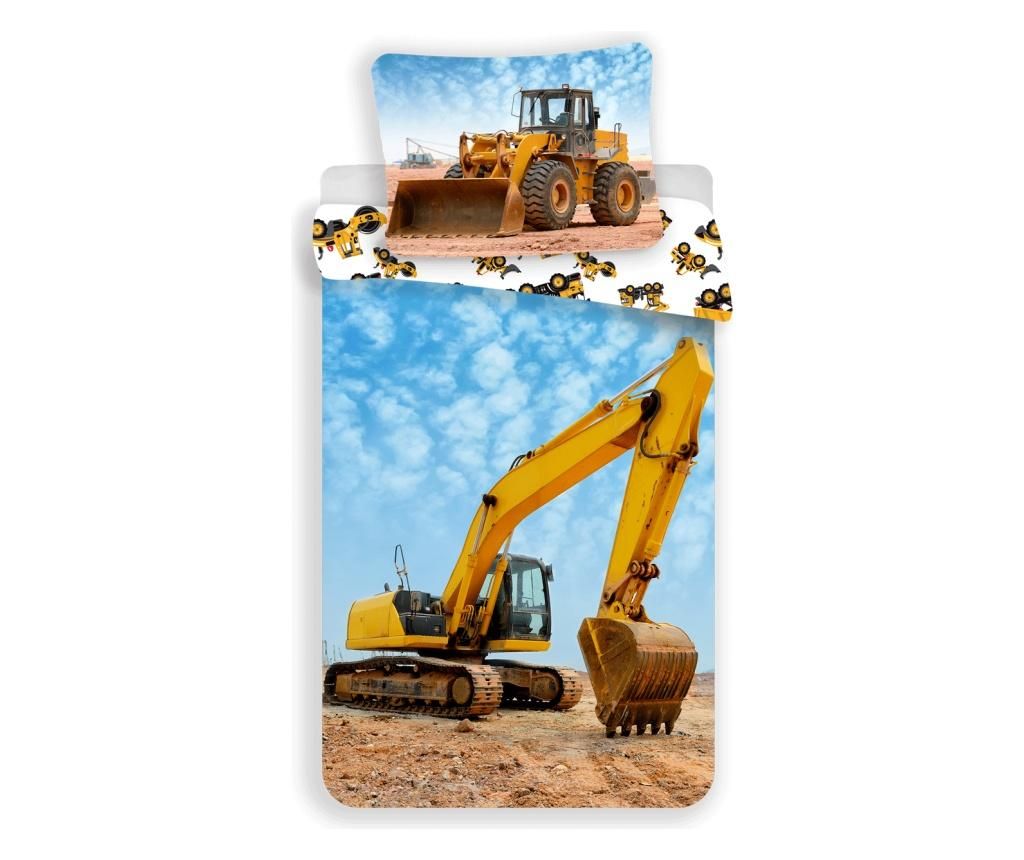 Set de pat Single Ranforce Excavator - Sweet home, Multicolor