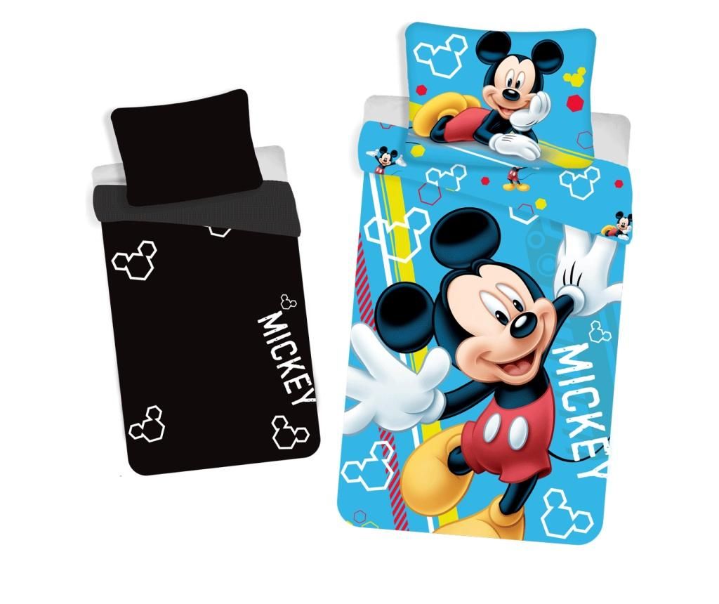 Set de pat Single Ranforce Mickey - Glowing Effect - Mickey Mouse by Disney, Multicolor