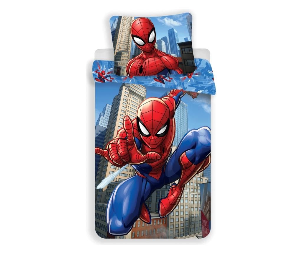 Set de pat Single Ranforce Spiderman Blue - Spider-Man by Marvel, Multicolor