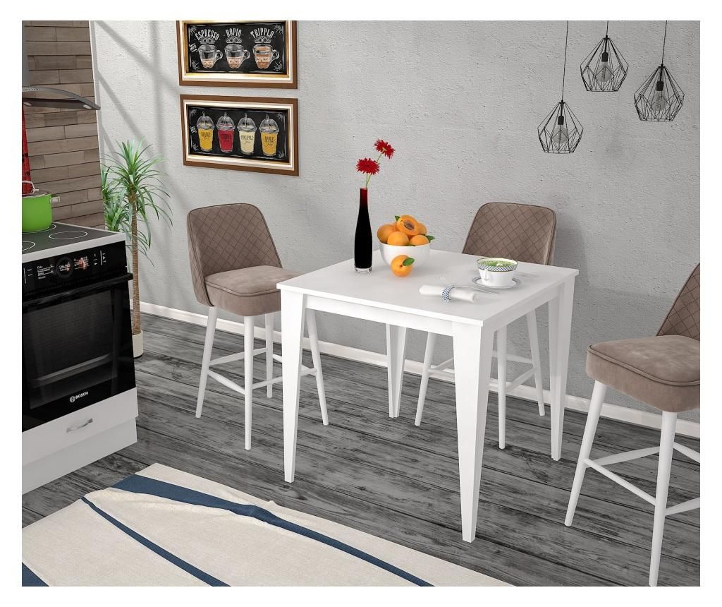 Masa Oyo Concept, Yenice Kitchen, PAL, 80x80x75 cm, alb – Oyo Concept, Alb Oyo Concept pret redus
