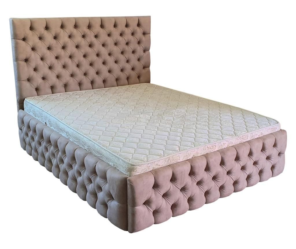 Pat dublu cu somiera Cyntia Premium Crem 120x200 cm - Beds Place, Crem