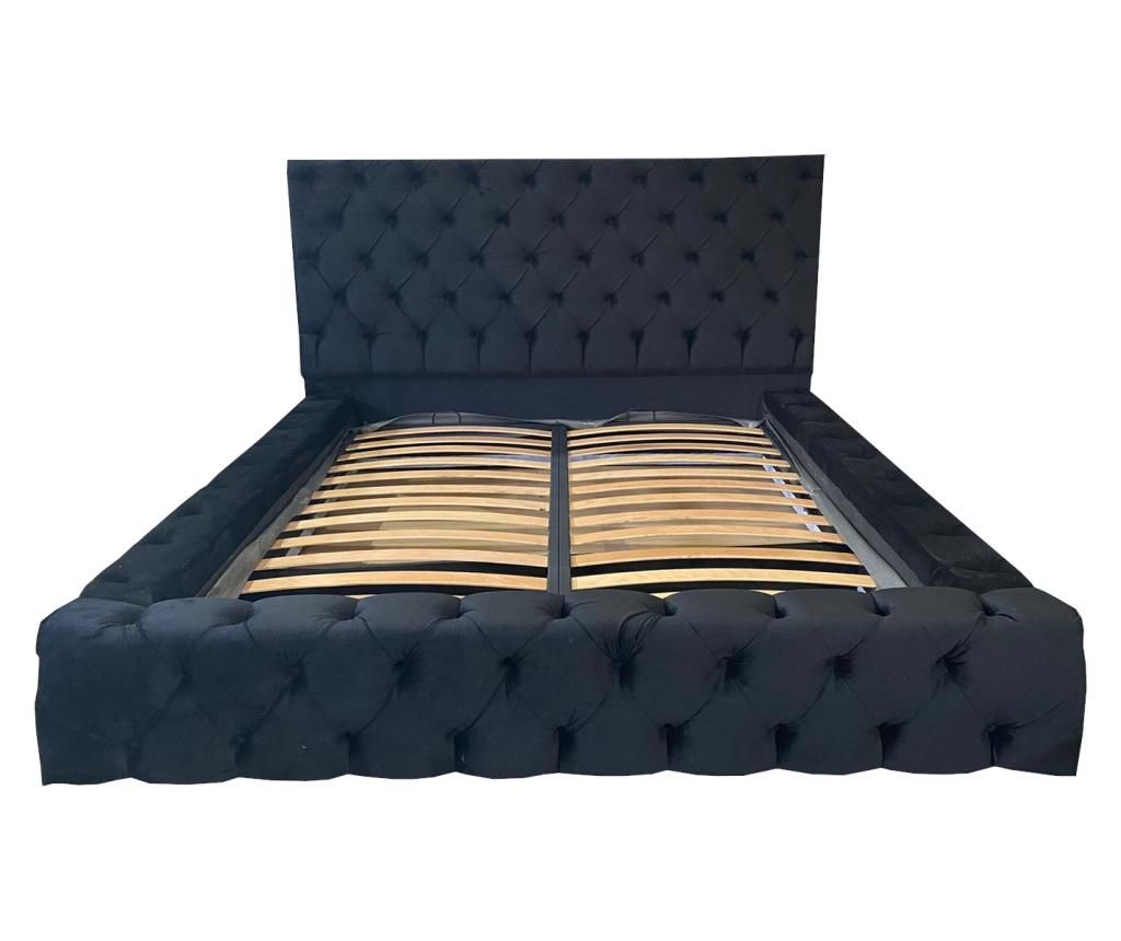 Pat dublu cu somiera William Negru 120x200 cm - Beds Place, Negru