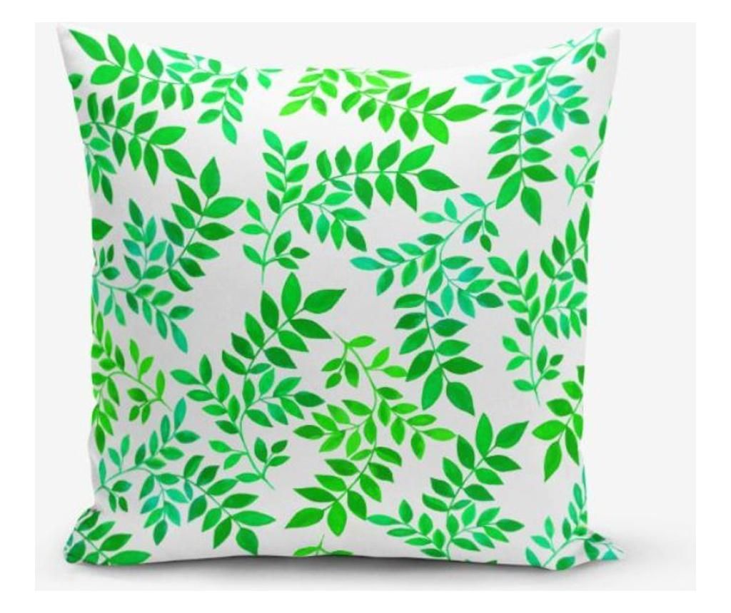 Fata de perna Minimalist Home World, Minimalist Cushion Covers Green Leafs Special Design, poliester, bumbac, 45x45 cm - Minimalist Home World, Multicolor