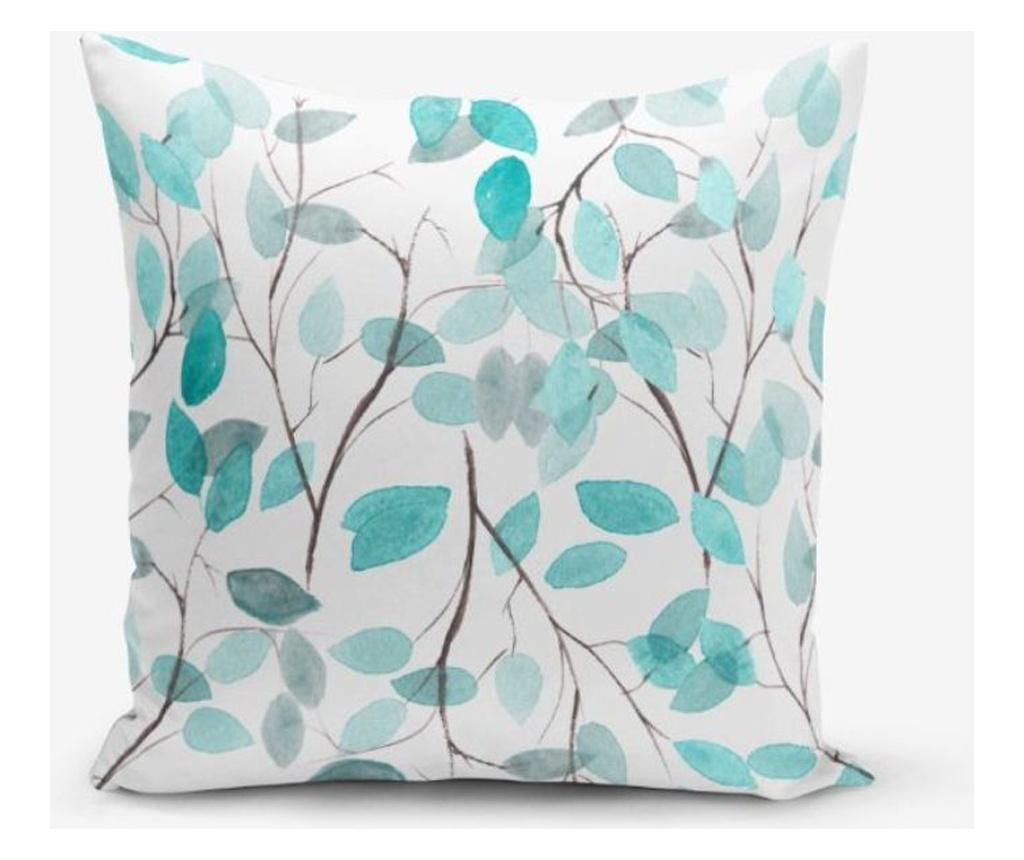 Fata de perna Minimalist Cushion Covers Blue Leafs Special Design Modern 45x45 cm - Minimalist Home World, Multicolor