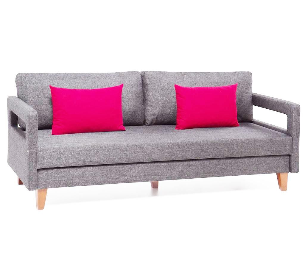 Canapea extensibila cu 3 locuri Comfort Grey with Red Cushions