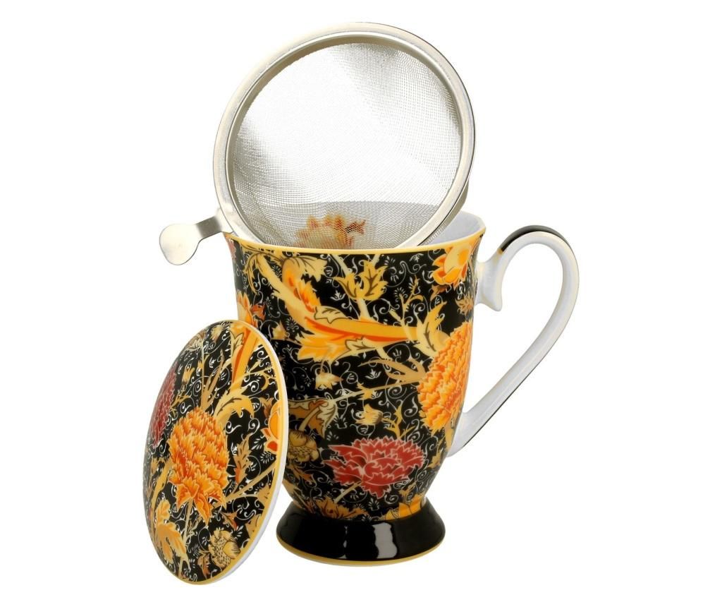 Cana de ceai cu infuzor si capac Floral 325 ml – Duo Gift, Multicolor Duo Gift