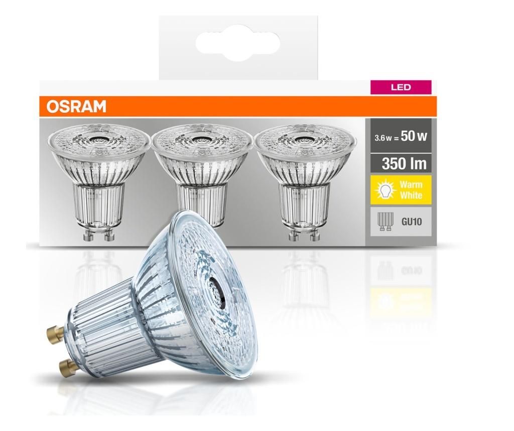 Set 3 becuri LED Osram, plastic, PAR16-shape, GU10, 5x5x6 cm - OSRAM