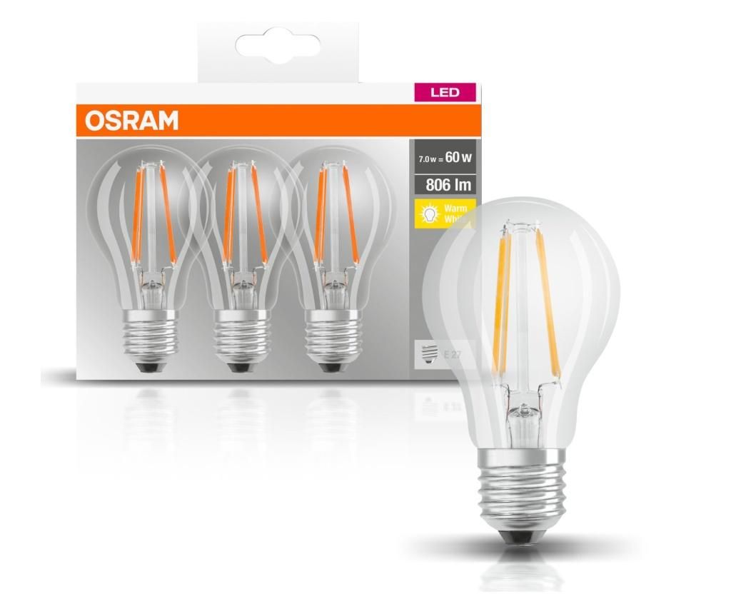 Set 3 becuri LED Osram, sticla, A-shape, E27, 6x6x11 cm – OSRAM OSRAM
