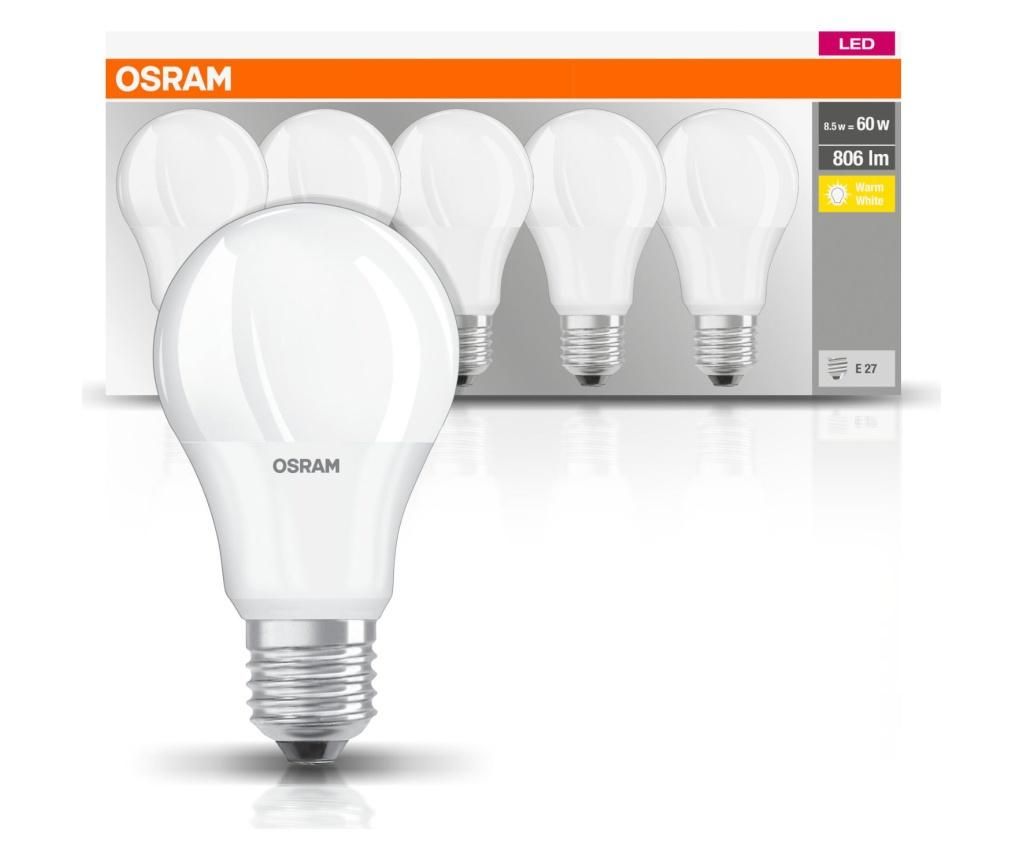 Set 5 becuri LED Osram, plastic, A-shape, E27, transparent, 6x6x11 cm – OSRAM Osram imagine noua idaho.ro