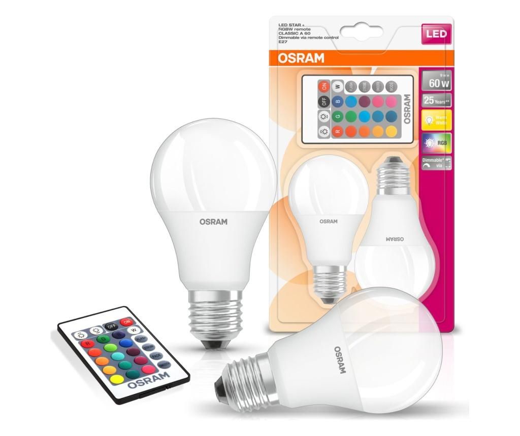 Set 2 becuri LED cu telecomanda Osram, plastic, A-shape, E27, transparent, 6x6x11 cm – OSRAM OSRAM imagine 2022