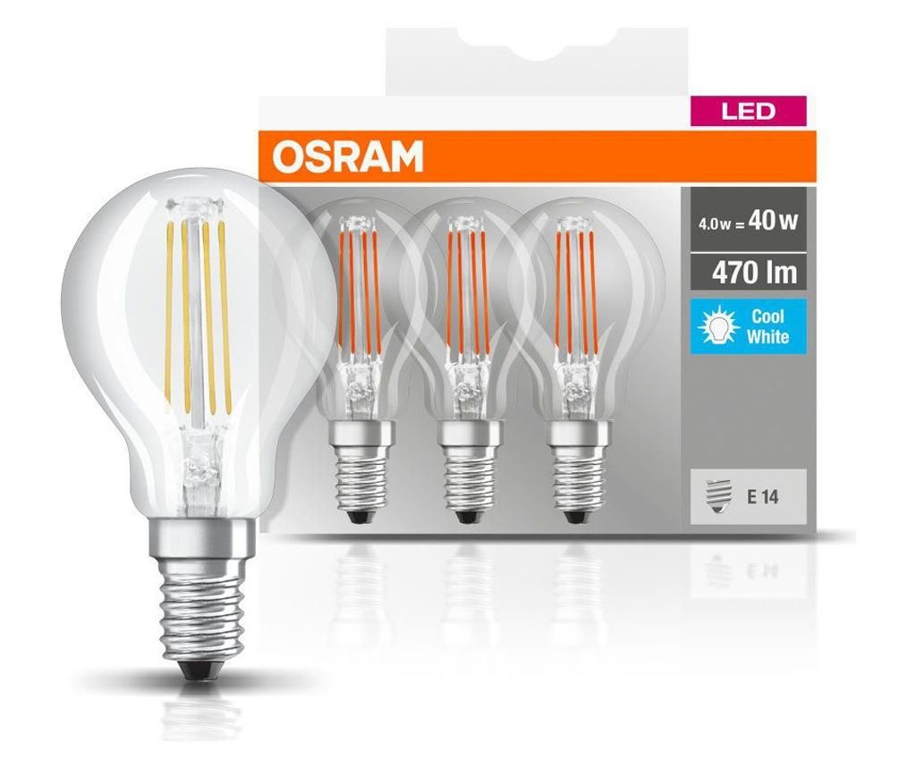 Set 3 becuri LED Osram, sticla, P-shape, E14, 5x5x8 cm – OSRAM OSRAM imagine 2022