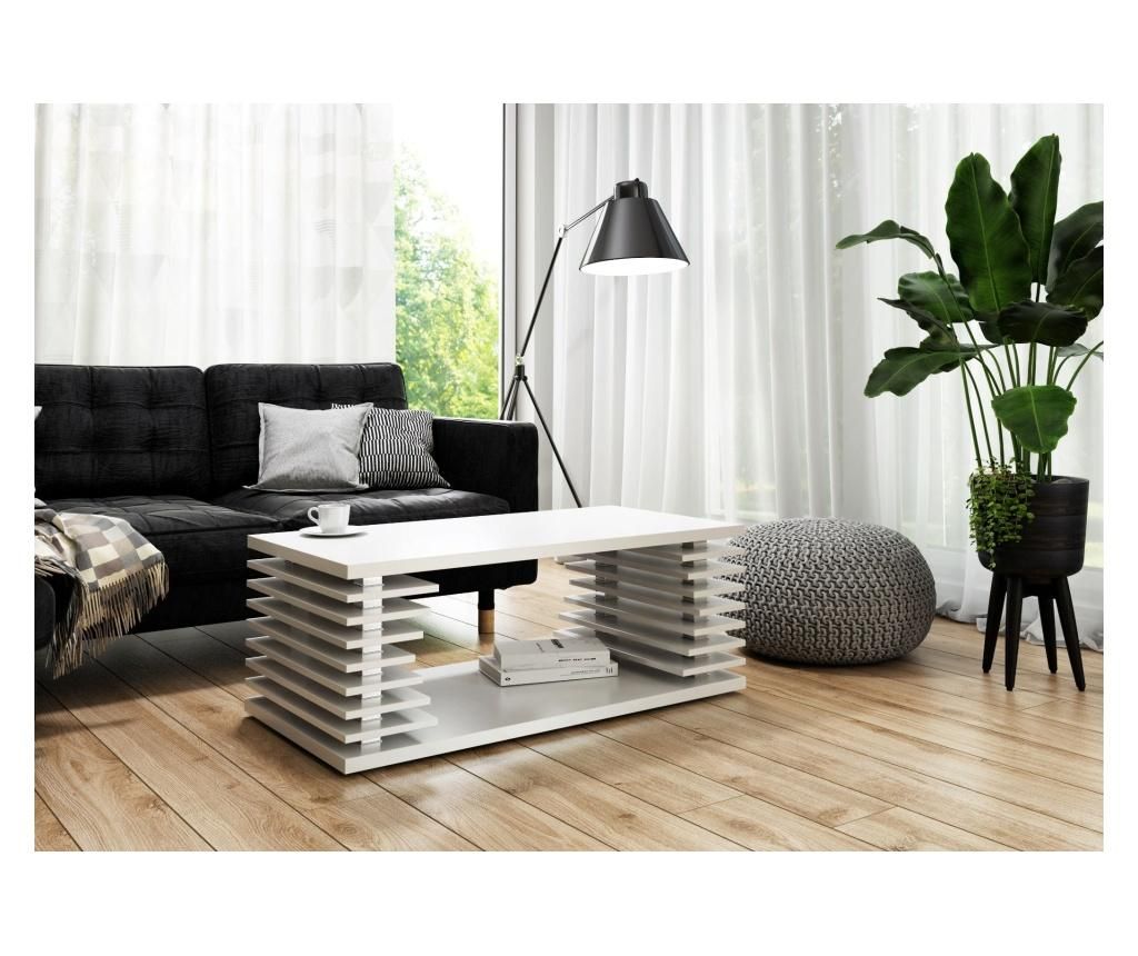 Masuta de cafea Hard Furniture, Veinis, PAL lacuit, 100x70x45 cm - hard furniture, Alb