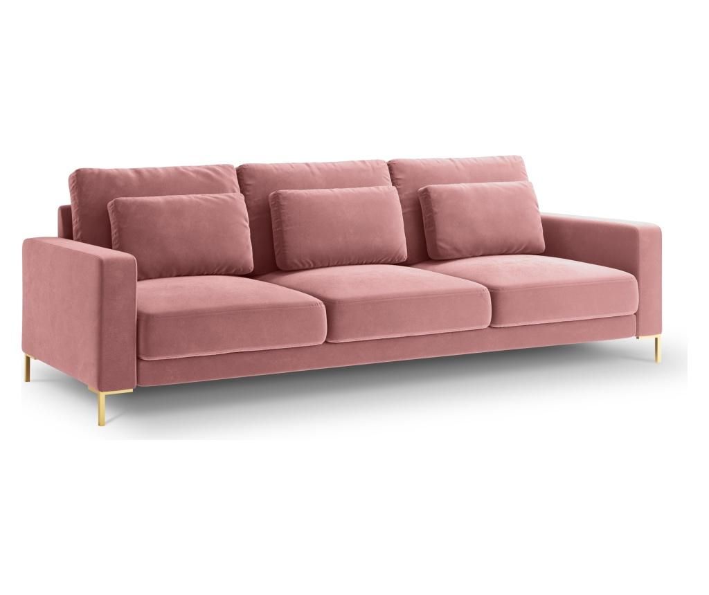 Canapea 3 locuri Interieurs 86, Velvet Seine Pink, 220x92x90 cm - Interieurs 86, Roz