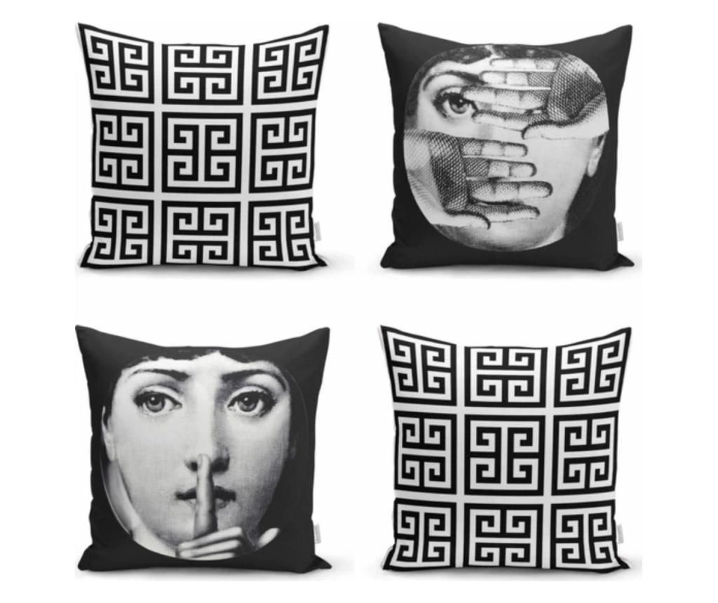 Set 4 fete de perna Minimalist Cushion Covers Black White Geometric Modern Woman 45×45 cm – Minimalist Home World, Multicolor Minimalist Home World imagine 2022