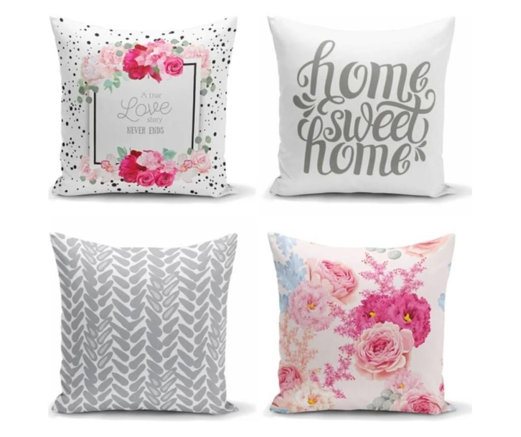 Set 4 fete de perna Minimalist Cushion Covers Flower Home Sweet Home 45×45 cm – Minimalist Home World, Multicolor Minimalist Home World imagine 2022